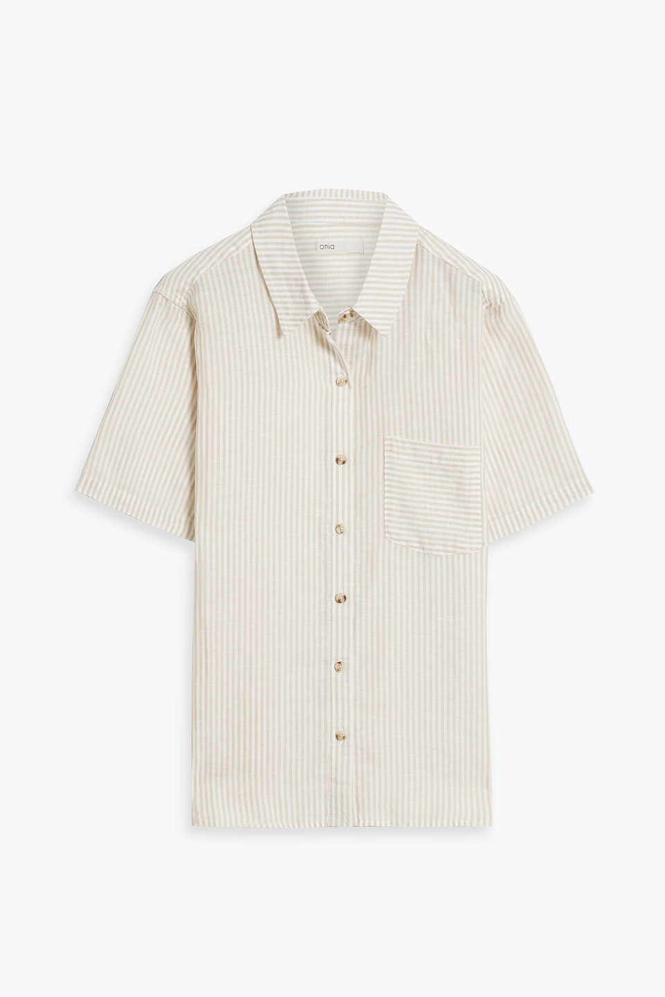 Onia Striped Linen And Lyocell-blend Shirt In Beige