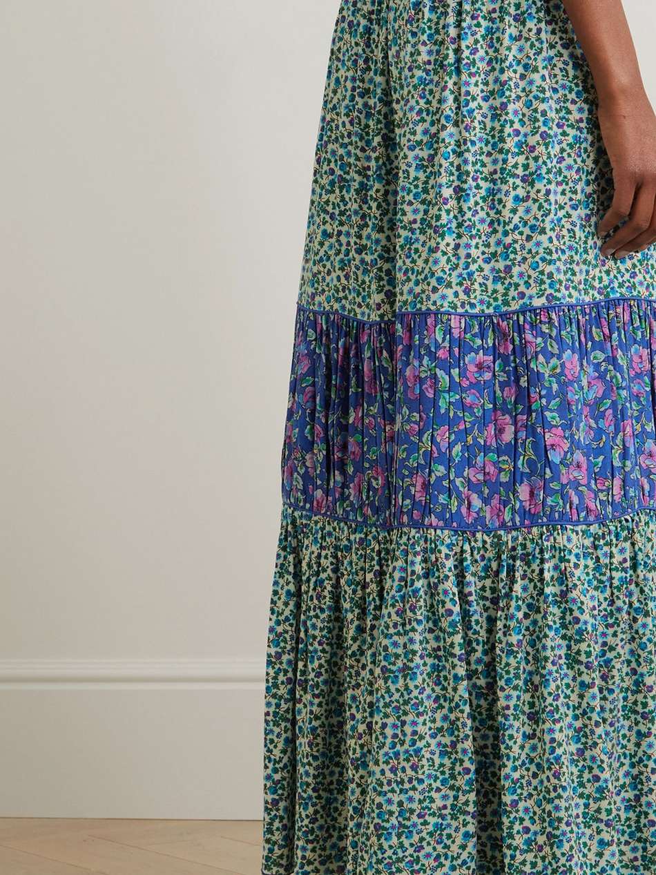 romee tiered floral-print woven maxi skirt