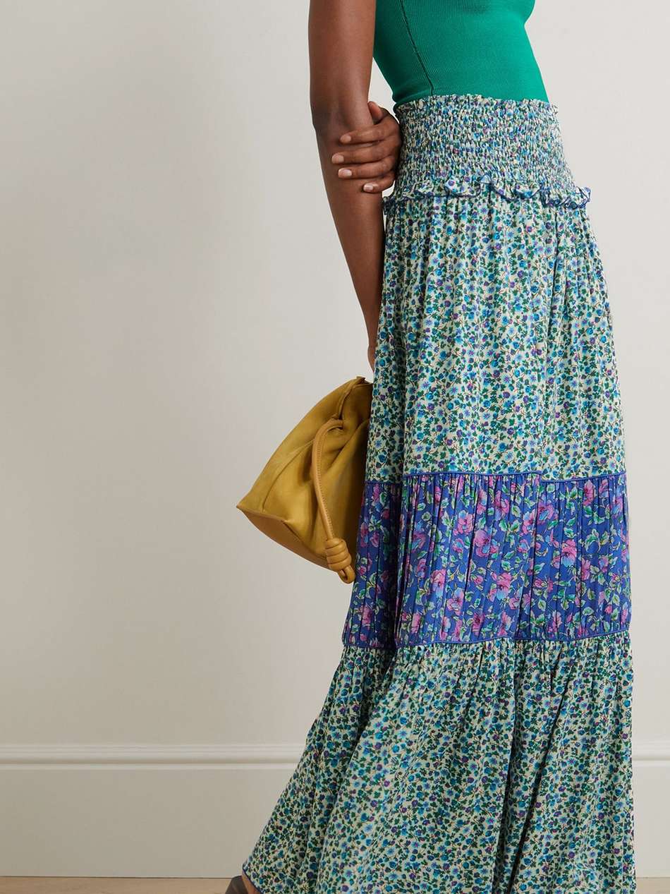 romee tiered floral-print woven maxi skirt