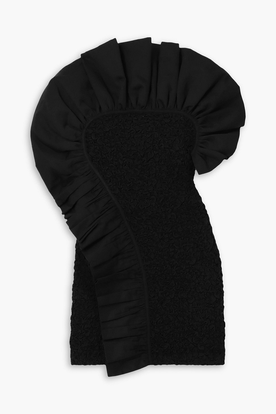 Mara Hoffman Alycia Ruffled Poplin-trimmed Popcorn Organic Cotton-jersey Mini Dress In Black