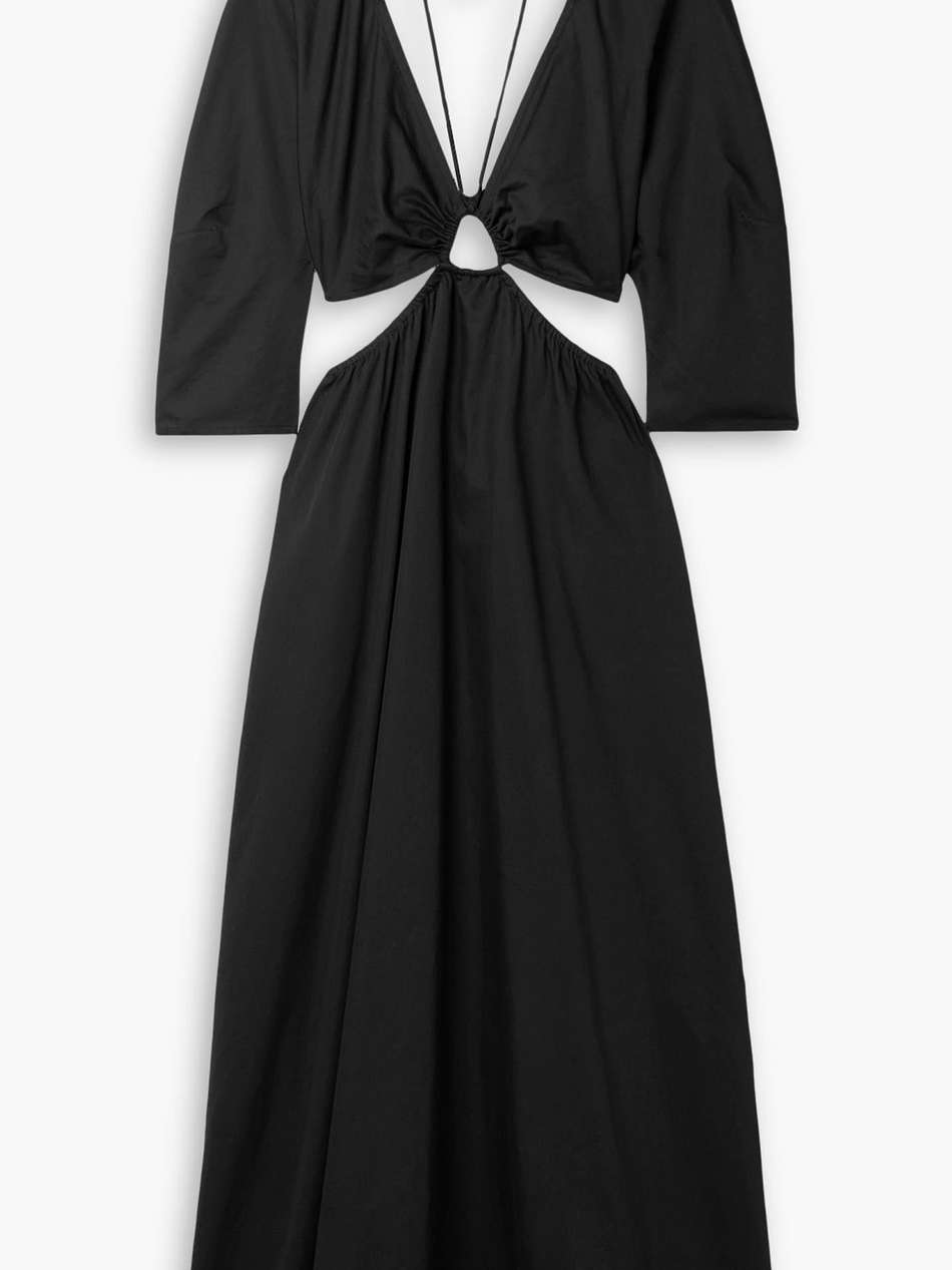shaina cutout cotton-poplin halterneck maxi dress