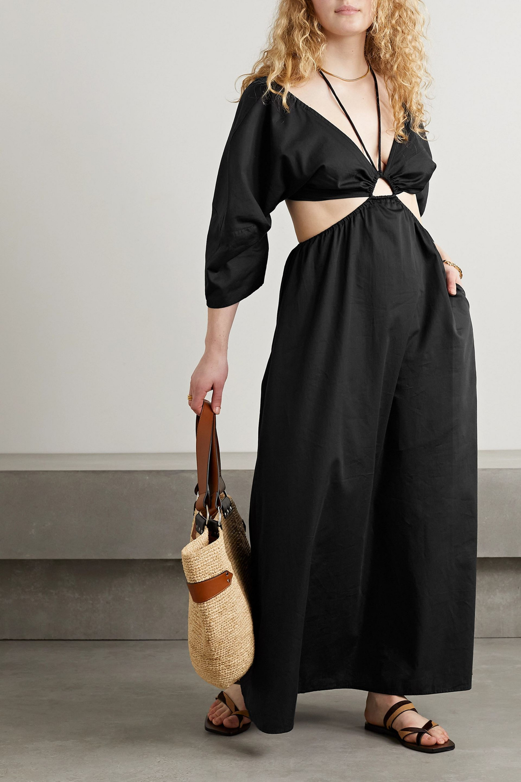 Mara Hoffman Shaina cutout cotton-poplin halterneck maxi dress