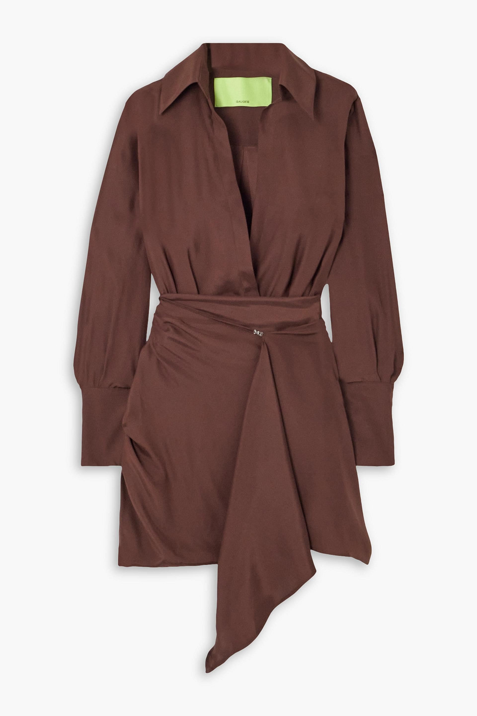 Naha Brown – Silk Mini Shirt Dress