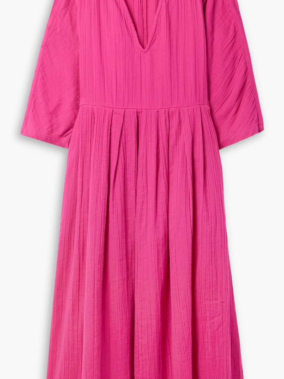 chloe pleated cotton-gauze midi dress