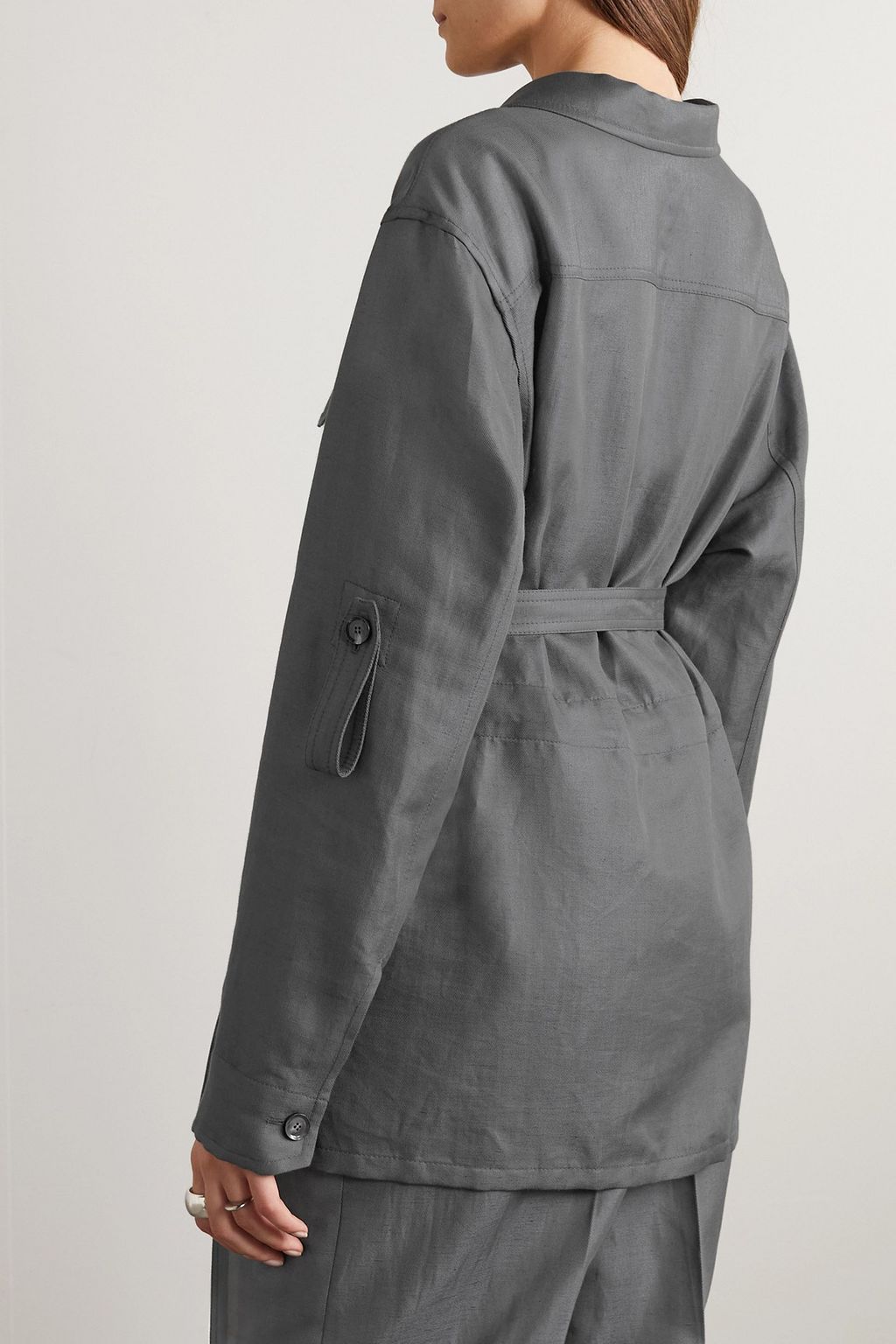 BRIONI Sahariana belted cotton, linen and silk-blend gabardine shirt jacket