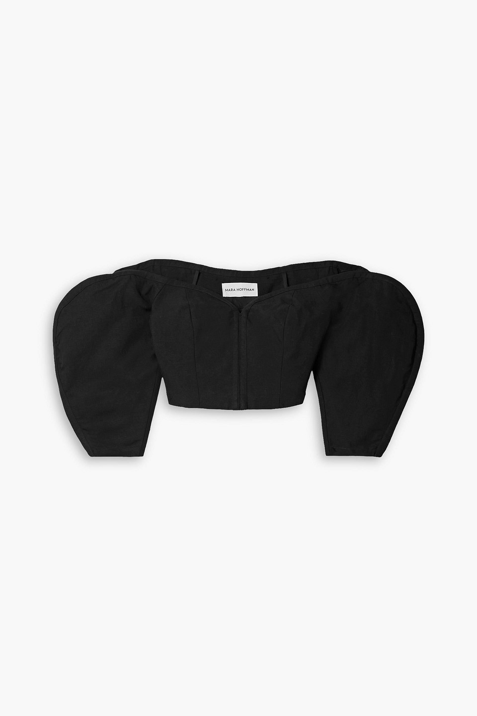 Mara Hoffman Juana Off-the-shoulder Cropped Tencel™ Lyocell L And Linen-blend Top In Black