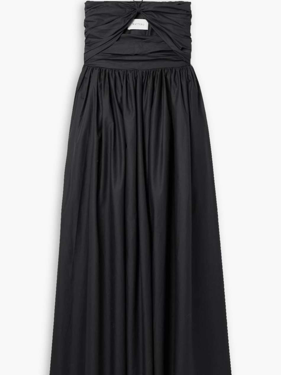cutout gathered cotton-poplin halterneck maxi dress