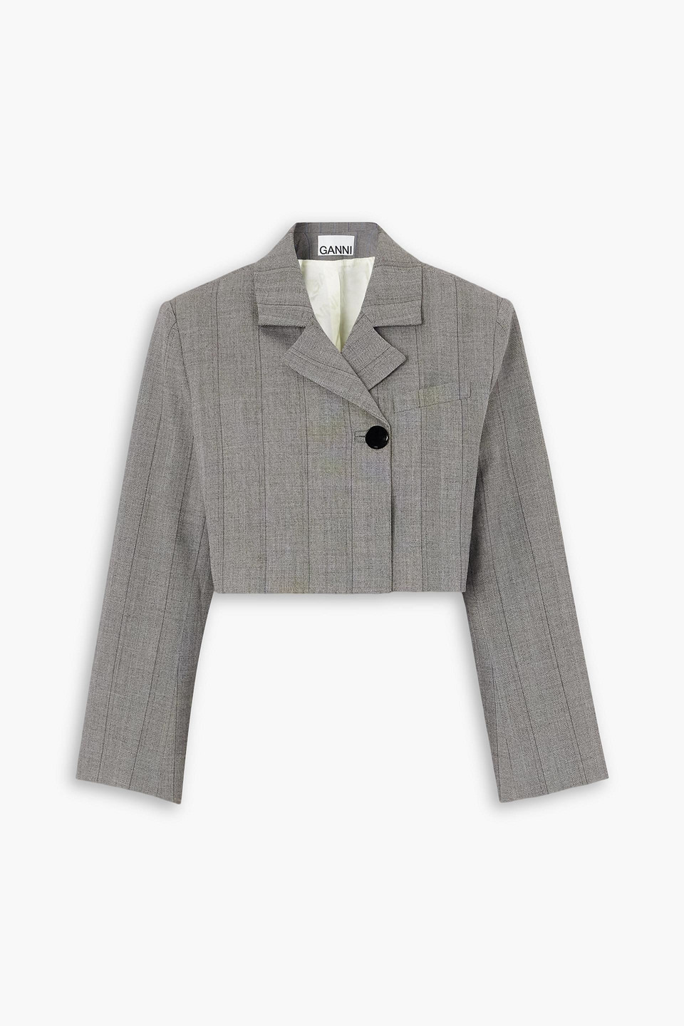 GANNI - Cropped herringbone blazer - Gray - DE 36