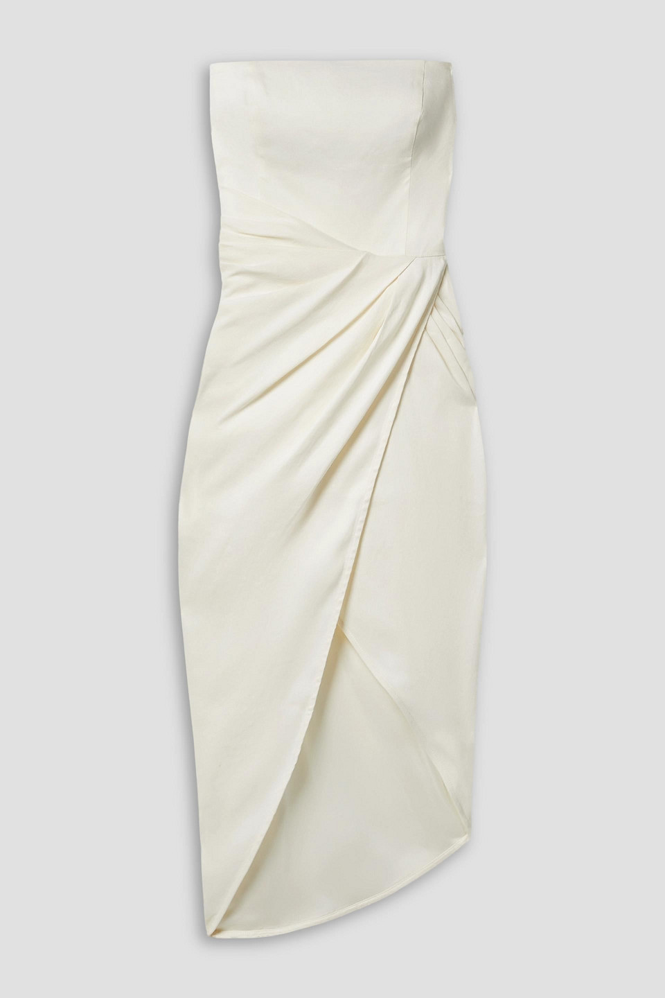 Gauge81 Lica Strapless Wrap-effect Linen-blend Midi Dress In Ivory