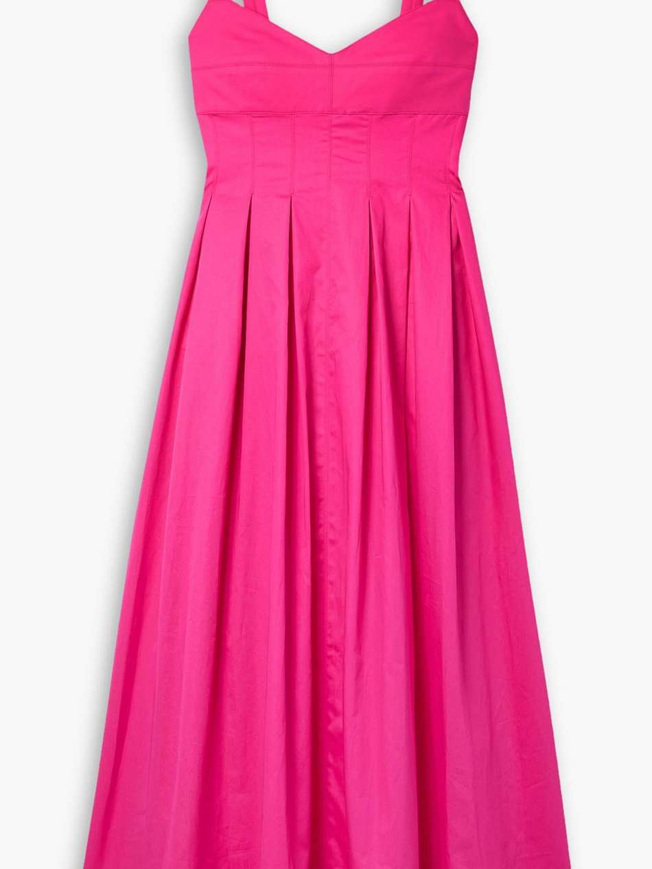 pleated cotton-poplin midi dress