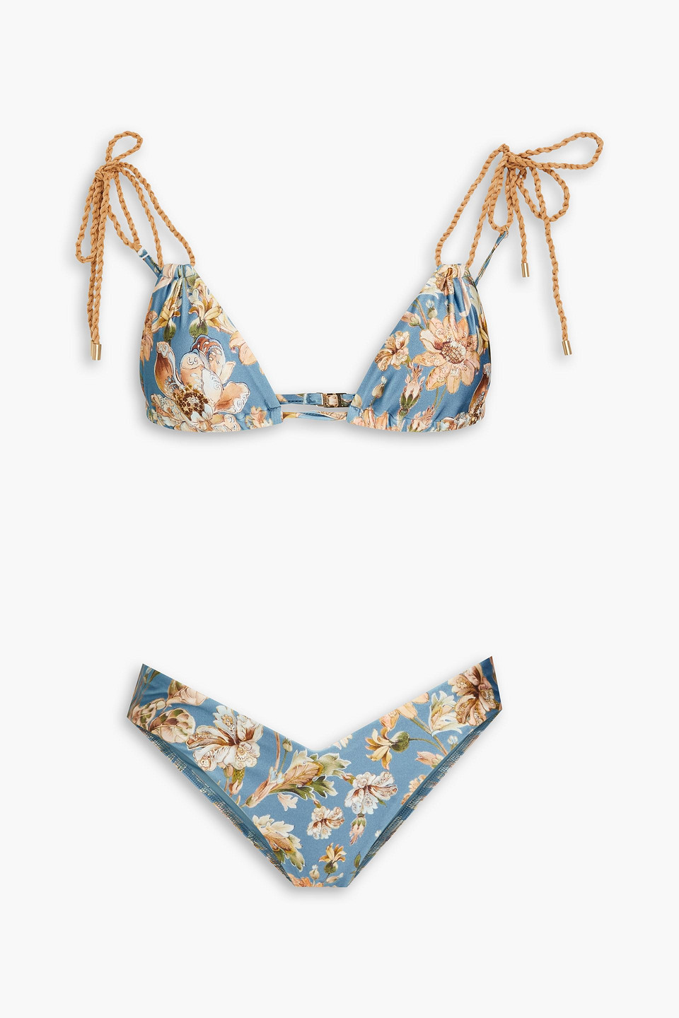 Zimmermann Floral-print Triangle Bikini In Blue