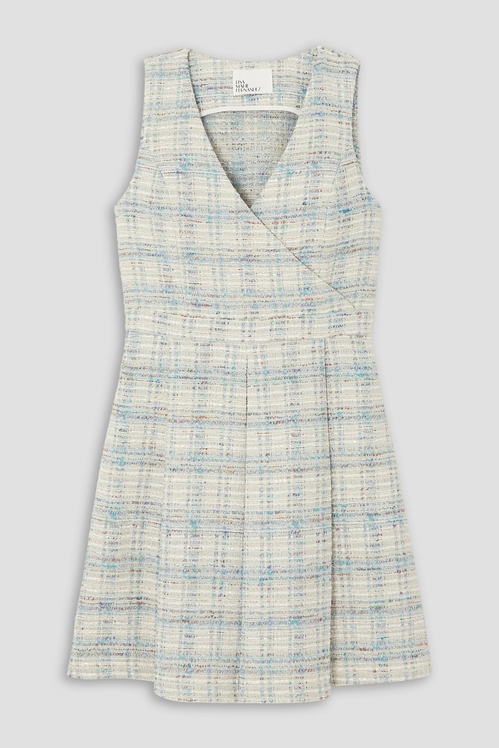 Lisa Marie Fernandez Wrap-effect cotton-blend tweed mini dress