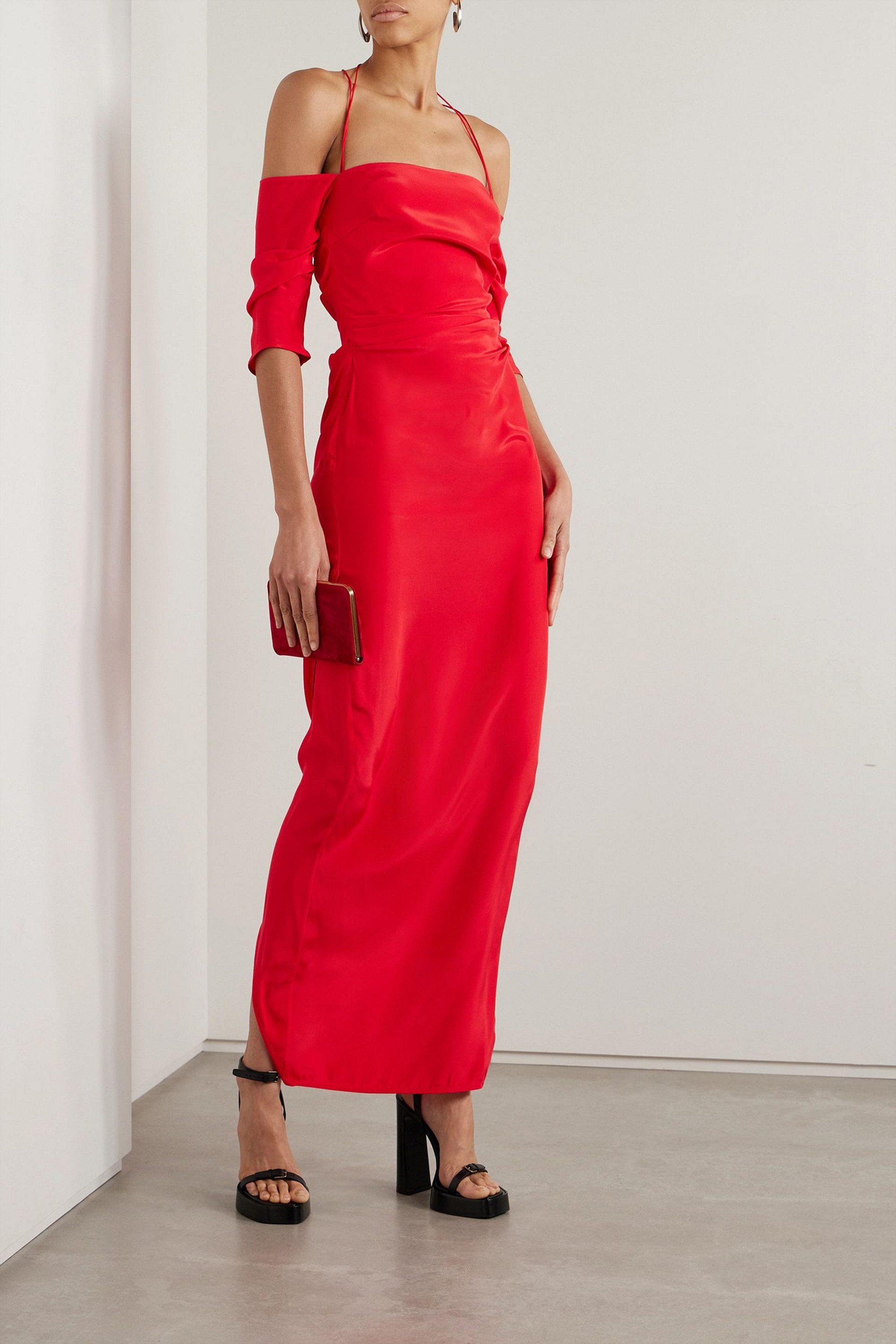 GAUGE81 Samaca cold-shoulder ruched silk maxi dress