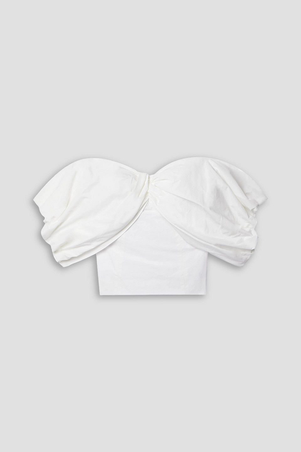 Rosie Assoulin Farfalle-n Off Your Shoulder Gathered Poplin Top In White