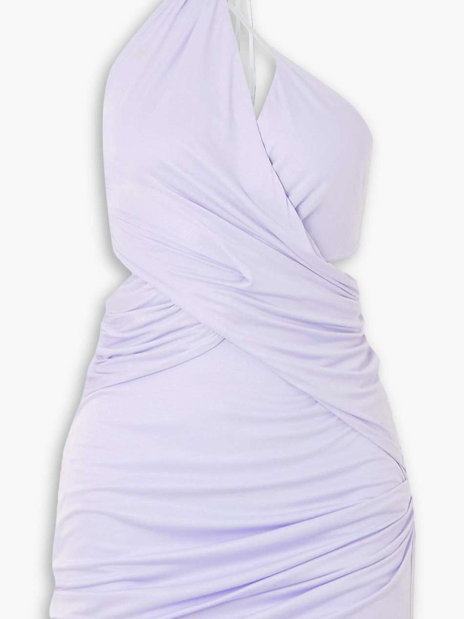 molos asymmetric cutout draped modal mini dress