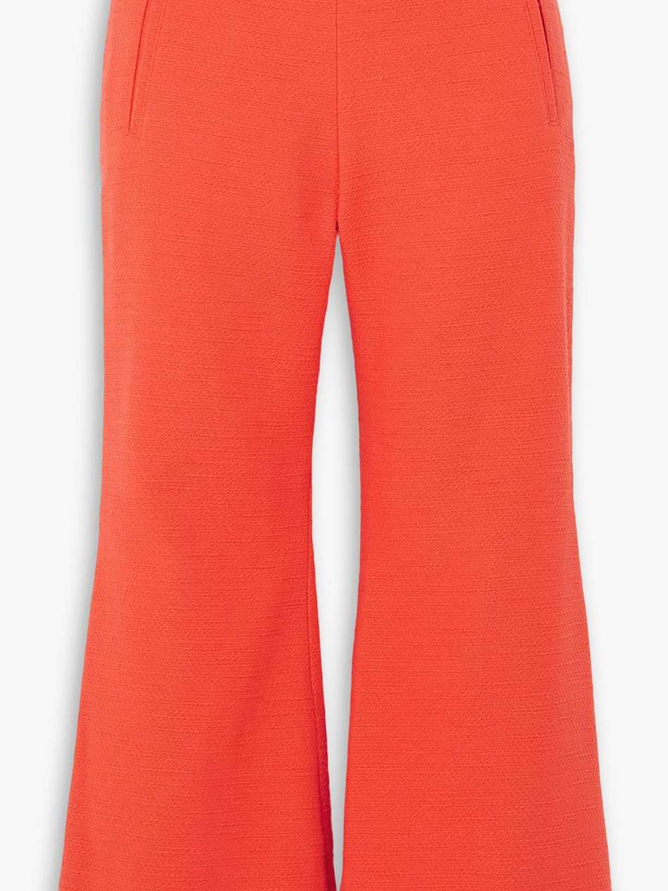 cropped cotton-blend bouclé flared pants