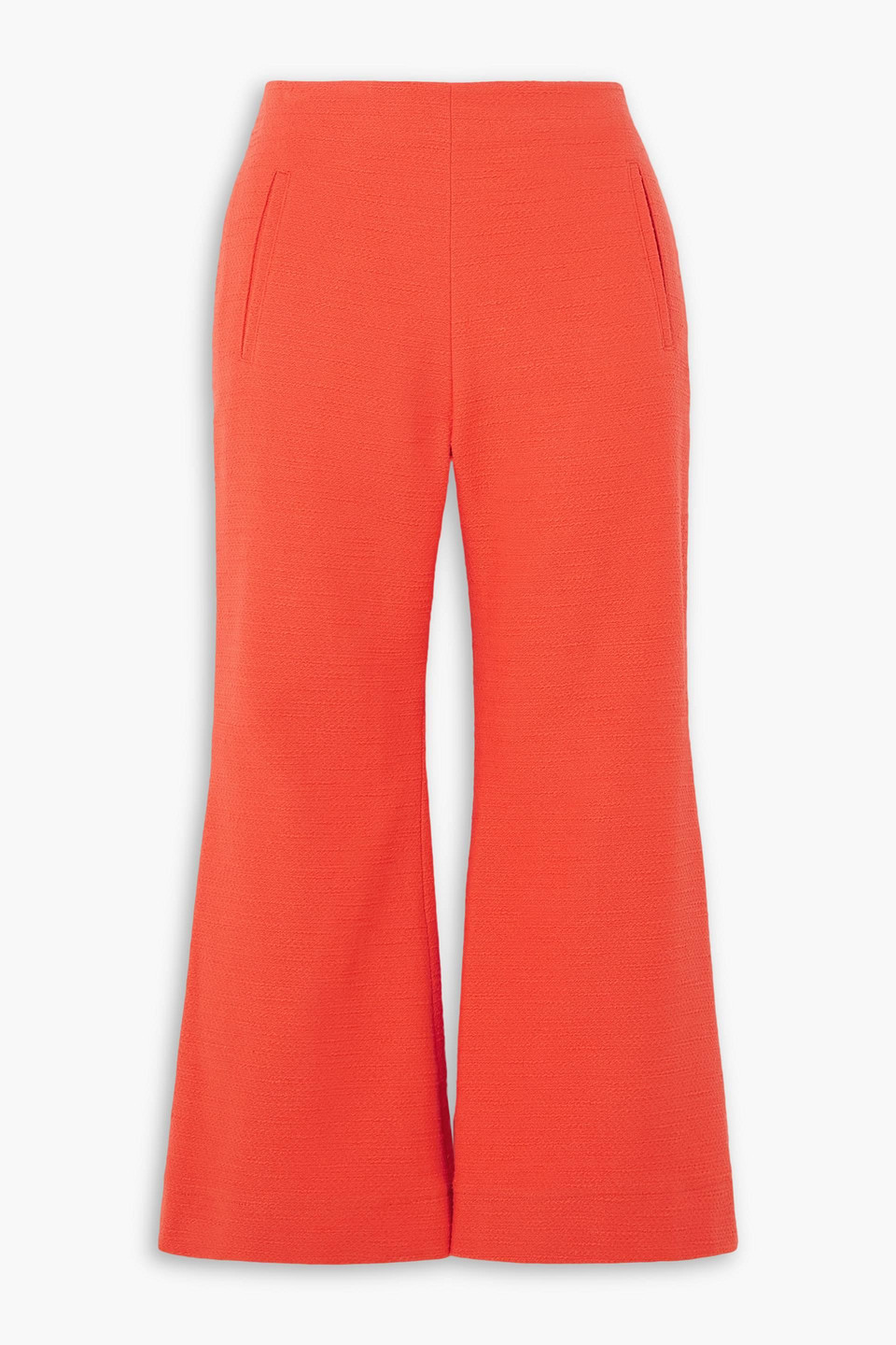 Lisa Marie Fernandez Cropped Cotton-blend Bouclé Flared Pants In Tomato Red