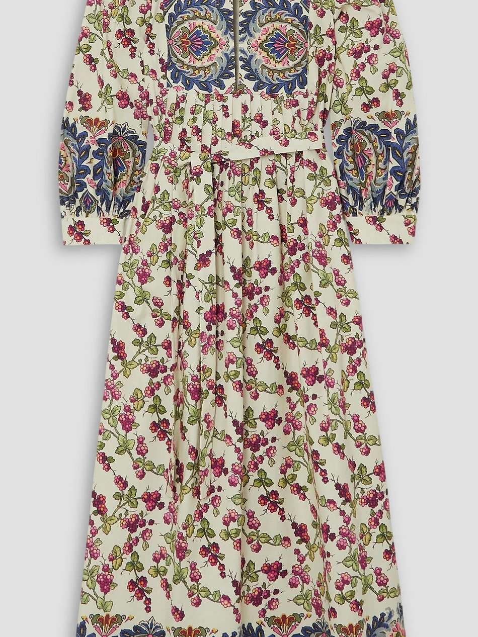 flower-print cotton-blend poplin midi dress