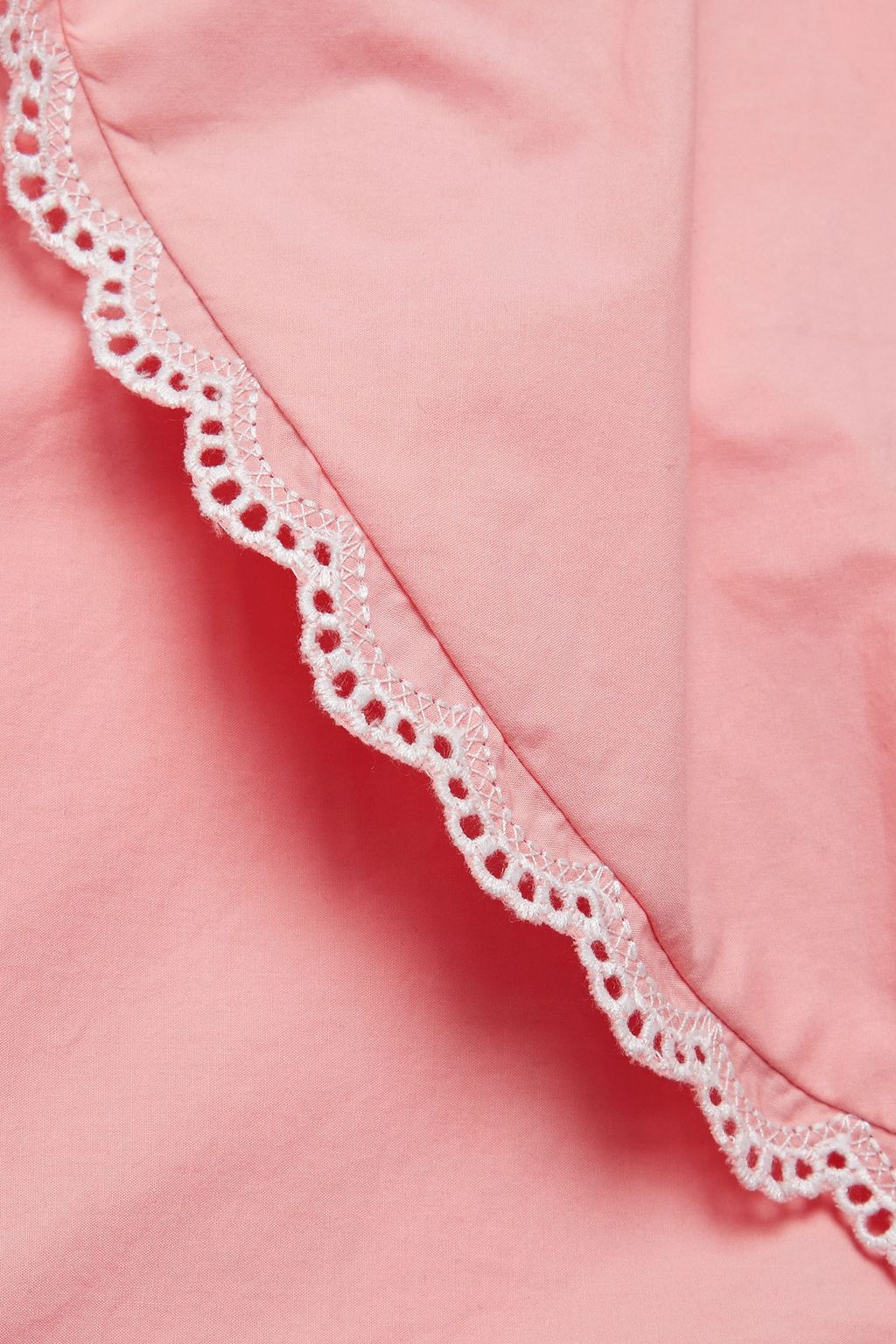 LOVESHACKFANCY فستان قصير Asa من البوبلين القطني بتأثير مزموم ومزين بتطريز إنكليزي