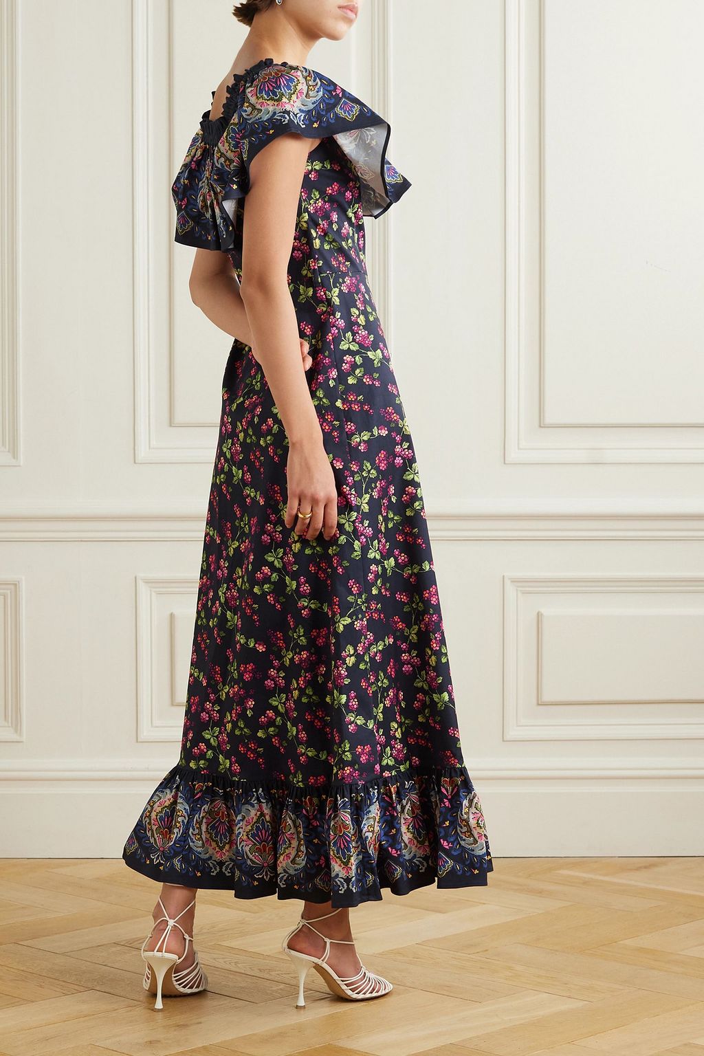 ETRO Off-the-shoulder printed stretch-cotton maxi dress