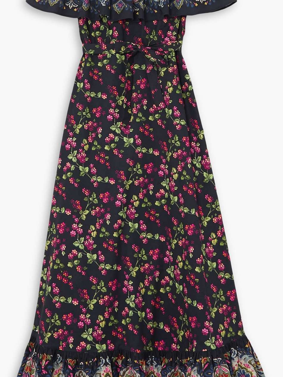 off-the-shoulder printed stretch-cotton maxi dress