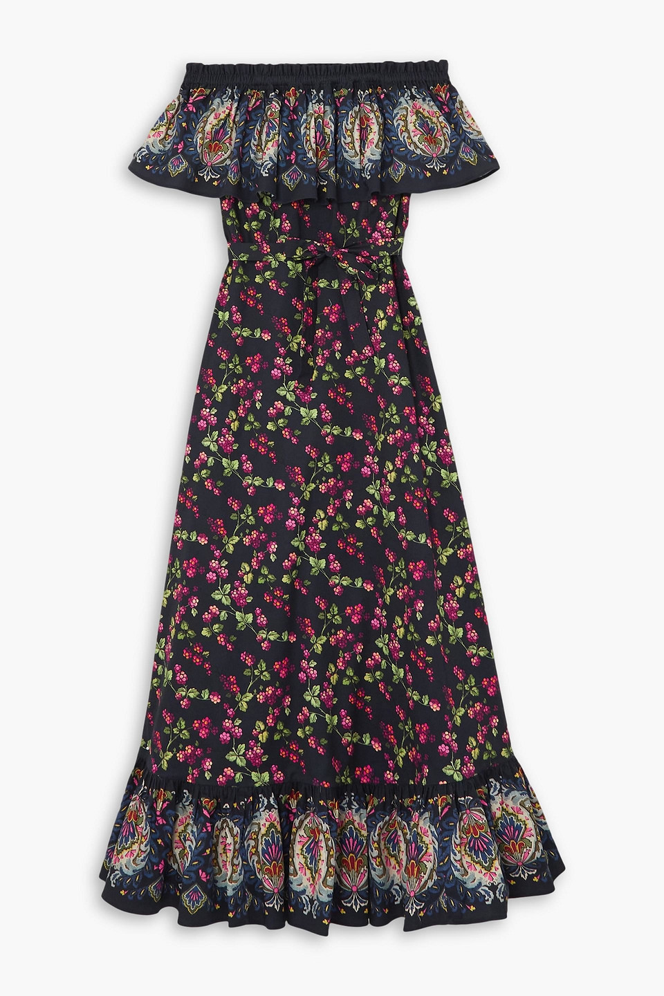 Etro Garden Party Off-shoulder Maxi Dress In Midnight Blue