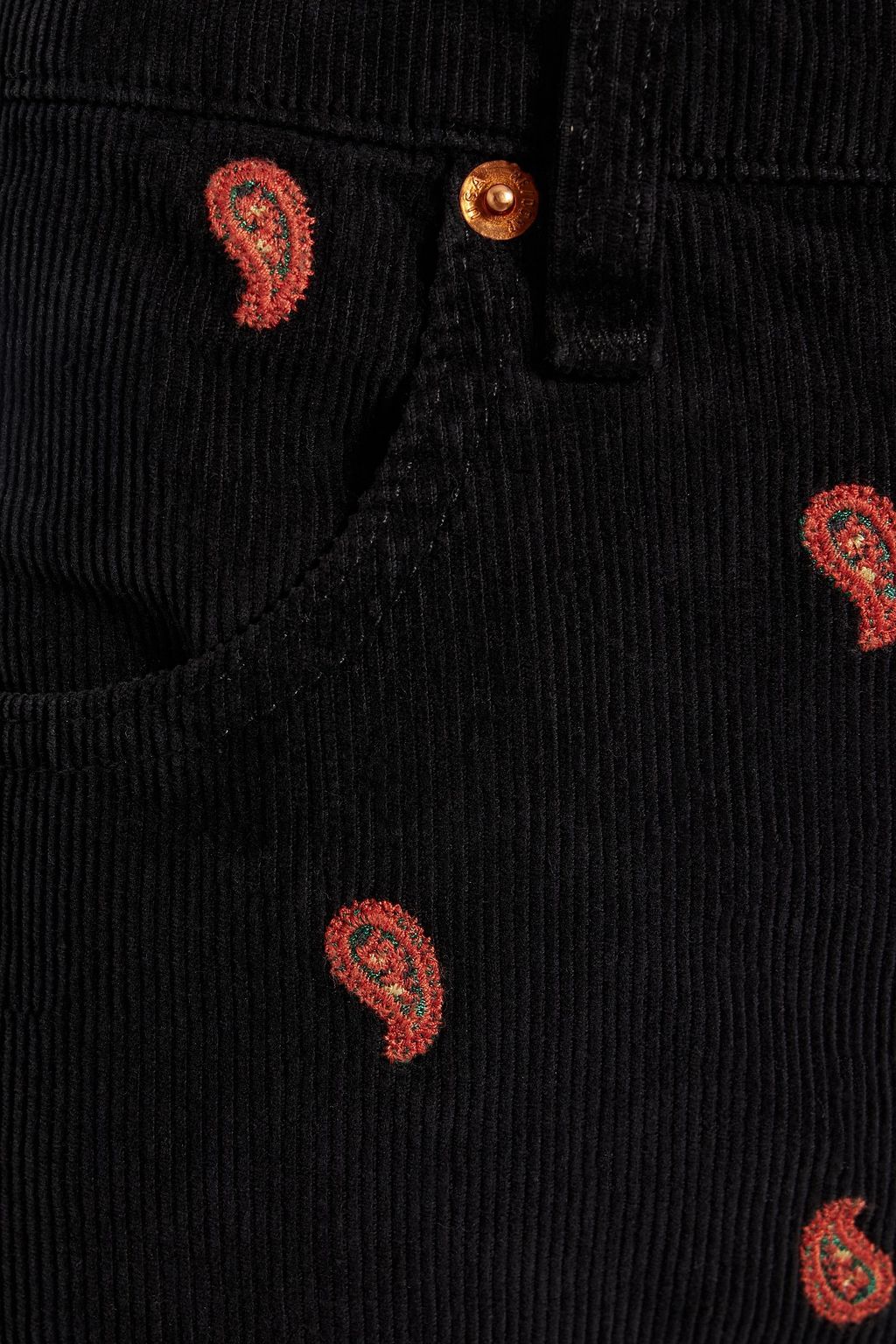 RE/DONE Embroidered cotton-corduroy flared pants