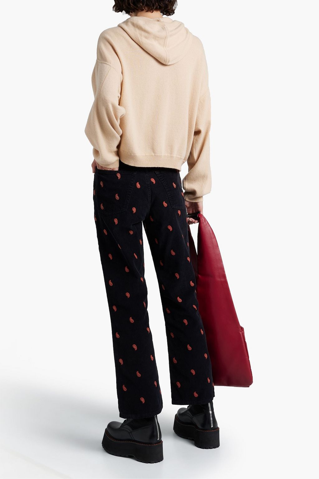 RE/DONE Embroidered cotton-corduroy flared pants