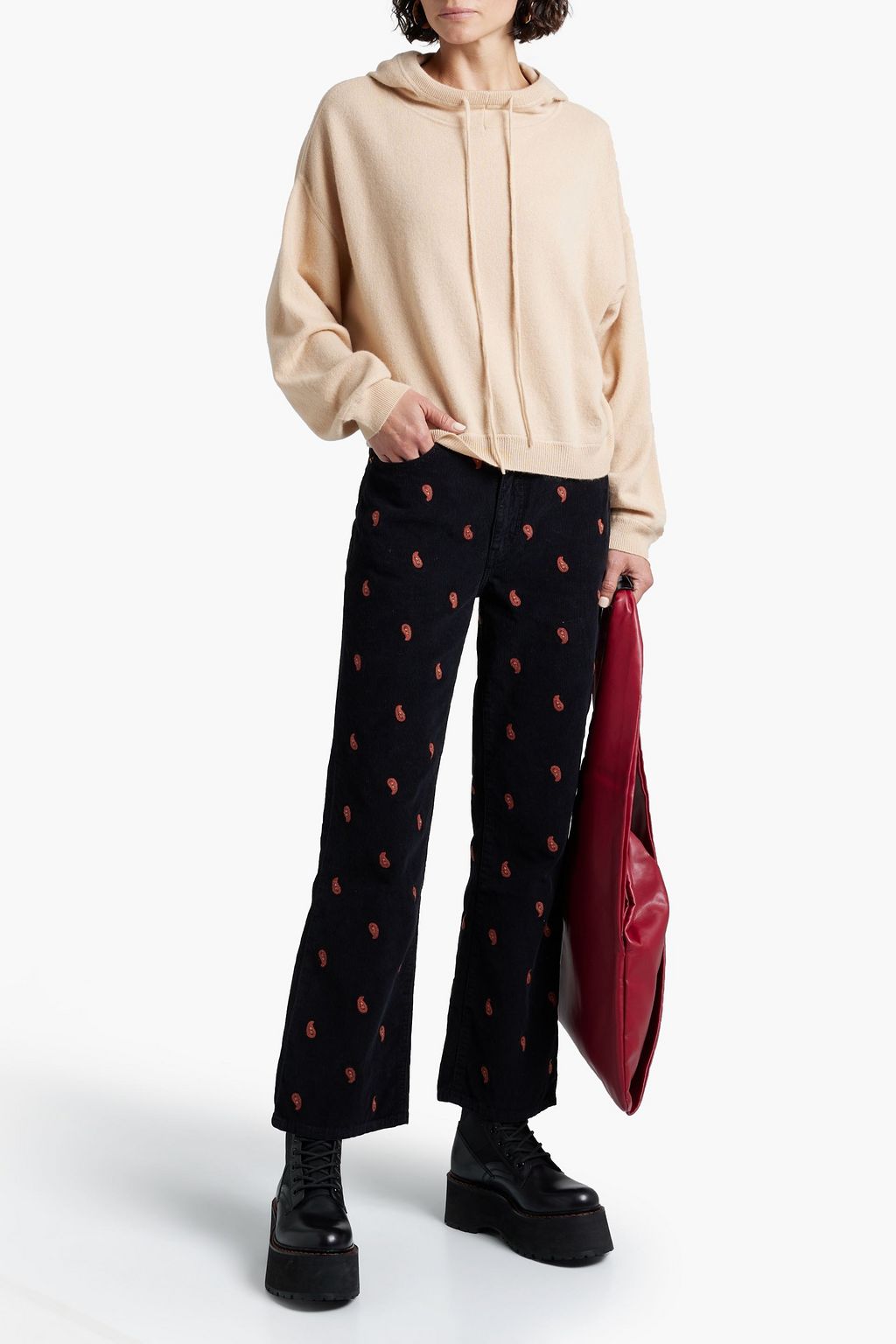 RE/DONE Embroidered cotton-corduroy flared pants