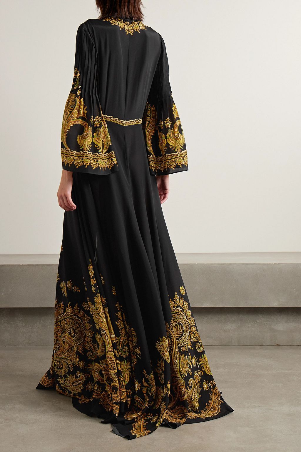 ETRO Pleated paisley-print silk crepe de chine maxi dress