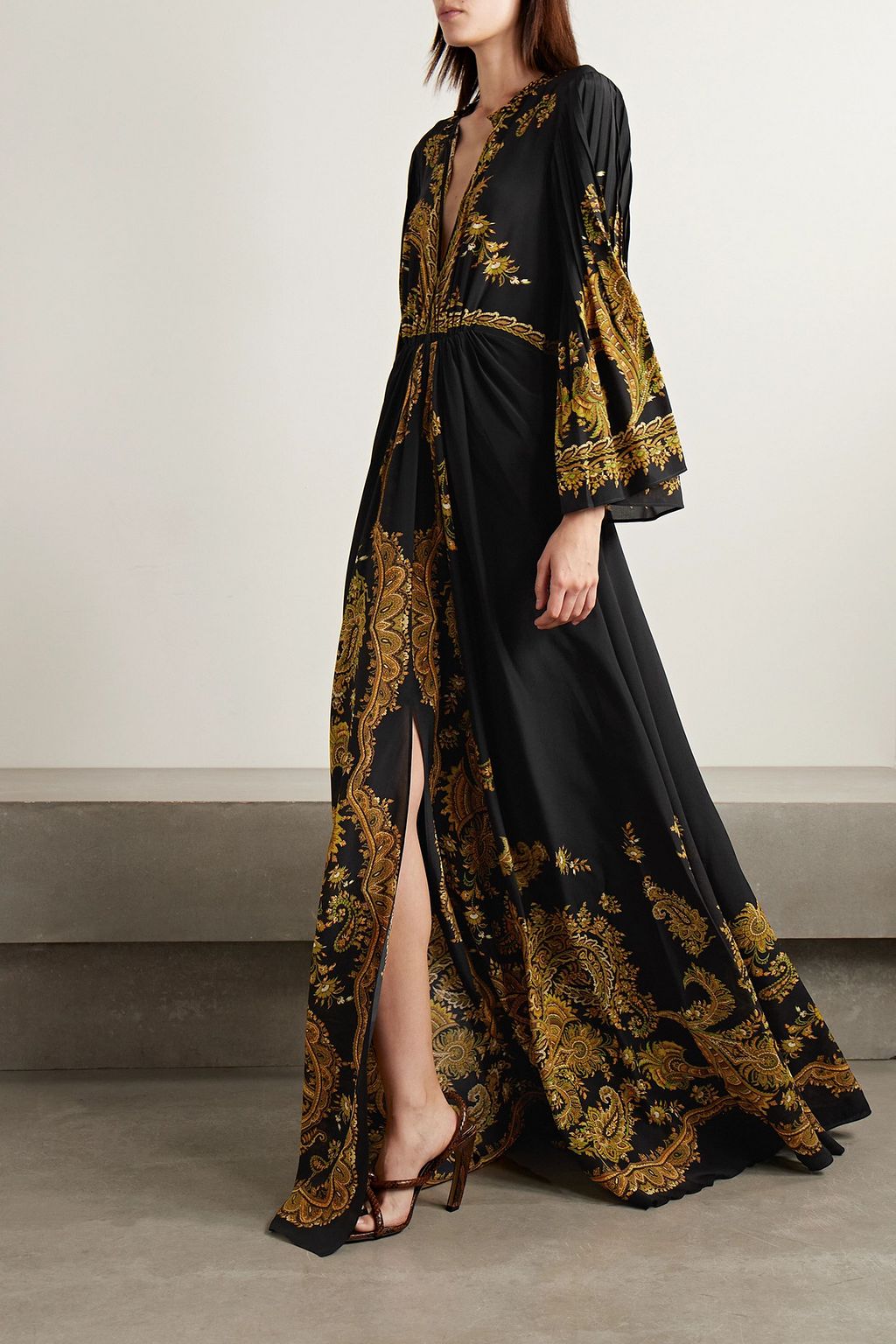 ETRO Pleated paisley-print silk crepe de chine maxi dress