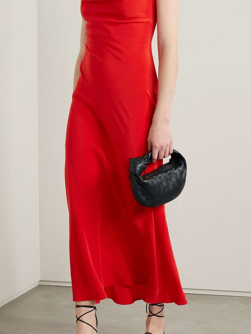 draped silk crepe de chine maxi dress