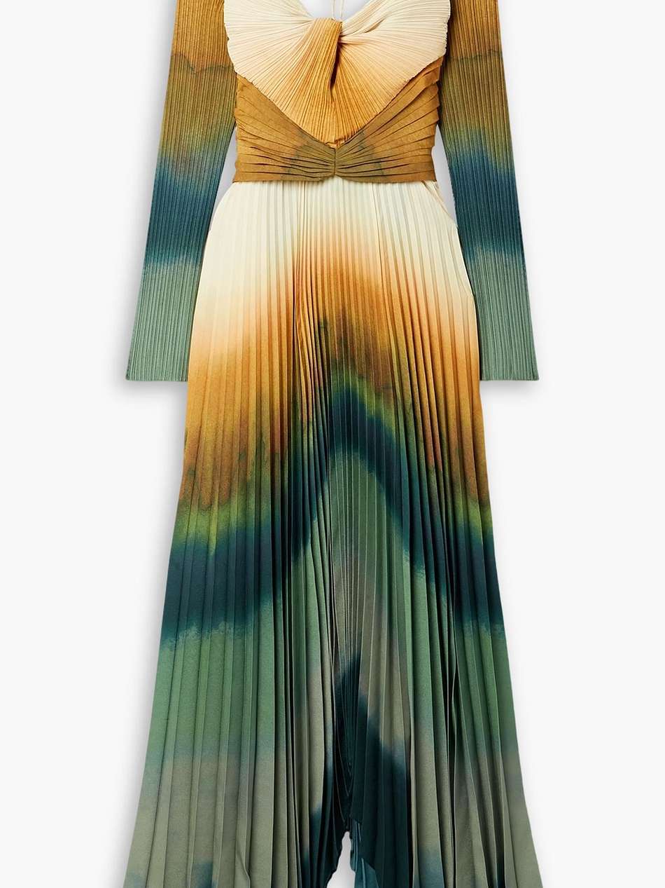 varvara tie-dyed plissé crepe de chine maxi dress