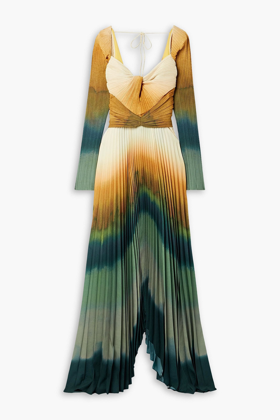 Altuzarra Varvara Tie-dyed Plissé Crepe De Chine Maxi Dress In Saffron