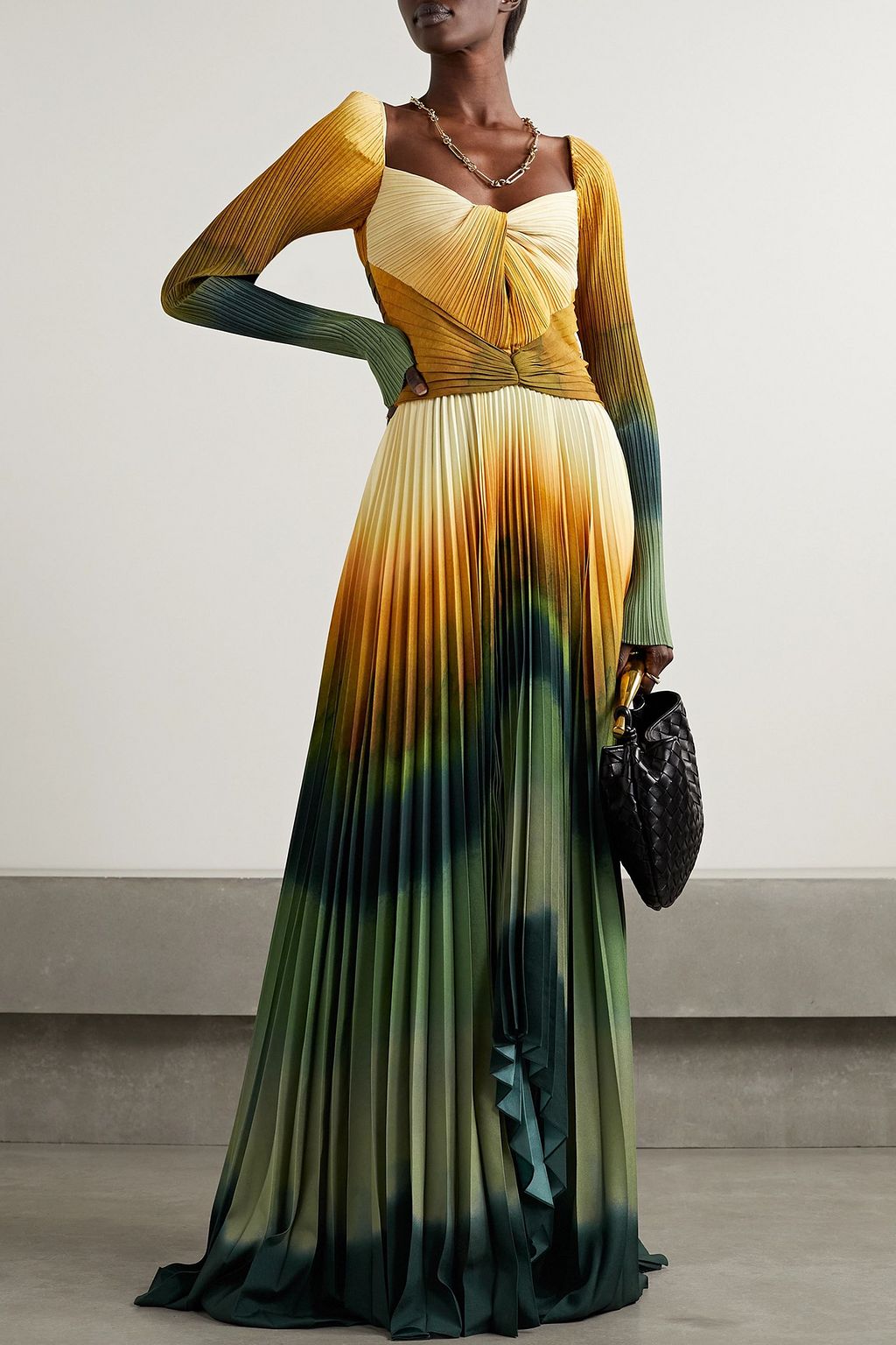 ALTUZARRA Varvara tie-dyed plissé crepe de chine maxi dress