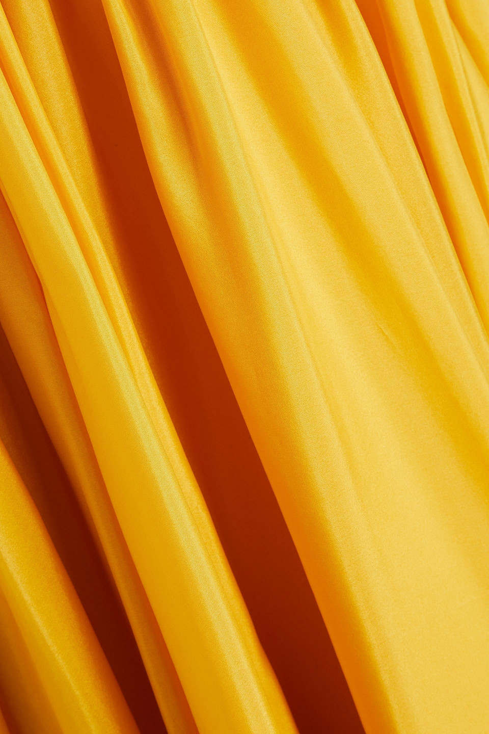 Zimmermann Asymmetric Gathered Silk-voile Halterneck Midi Dress In Mustard