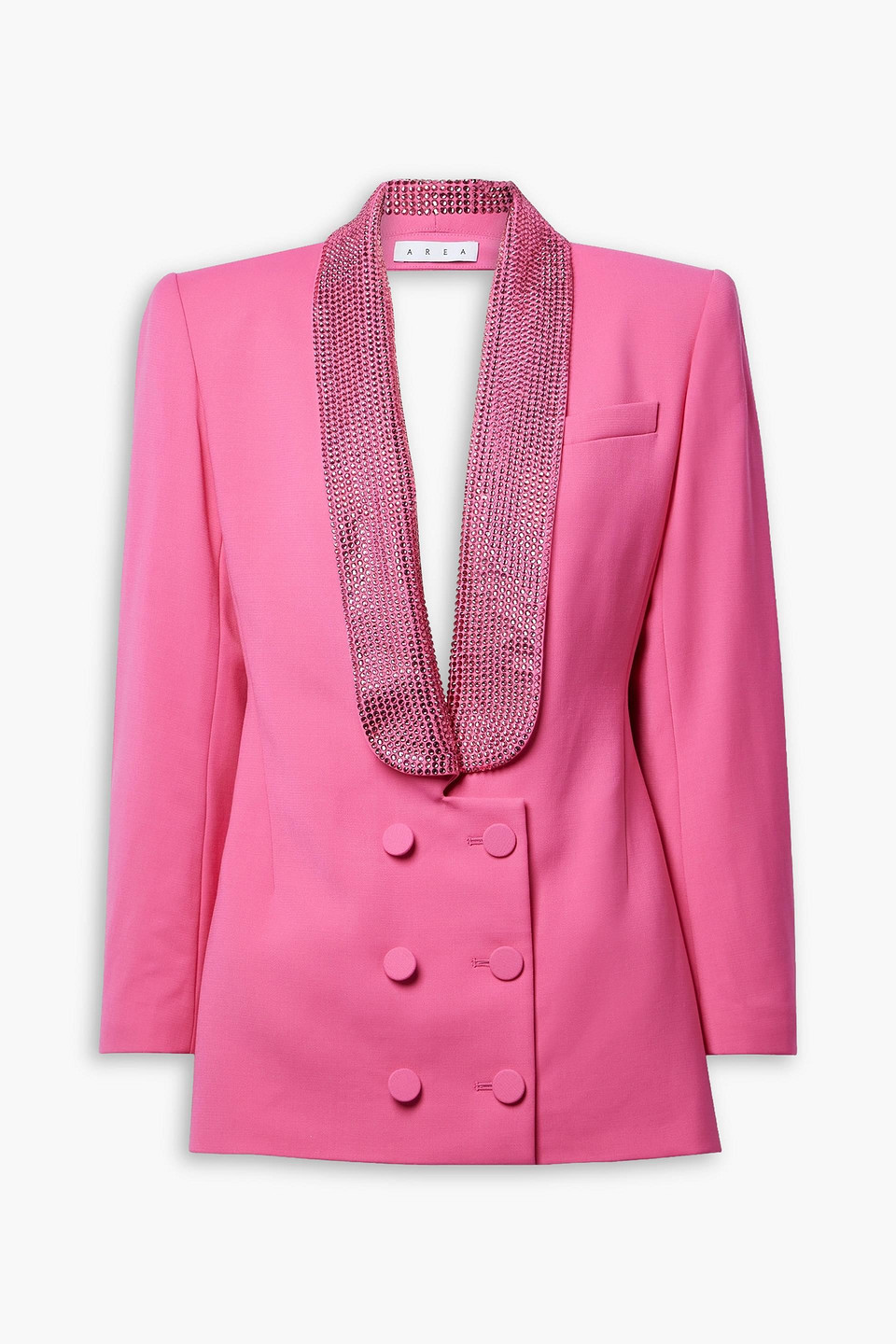 Area Embellished Wool Tuxedo Mini Dress In Pink