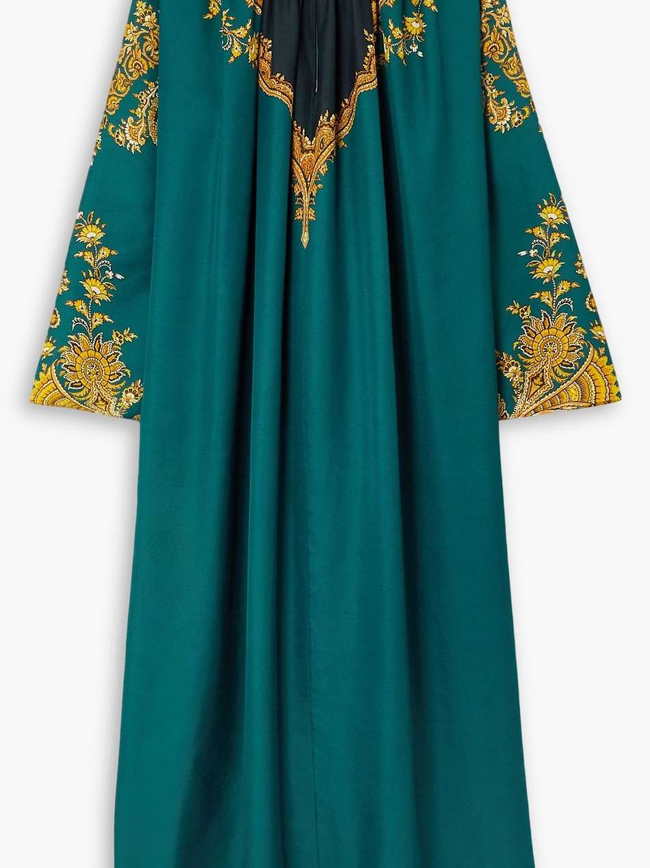 paisley-print silk-satin kaftan