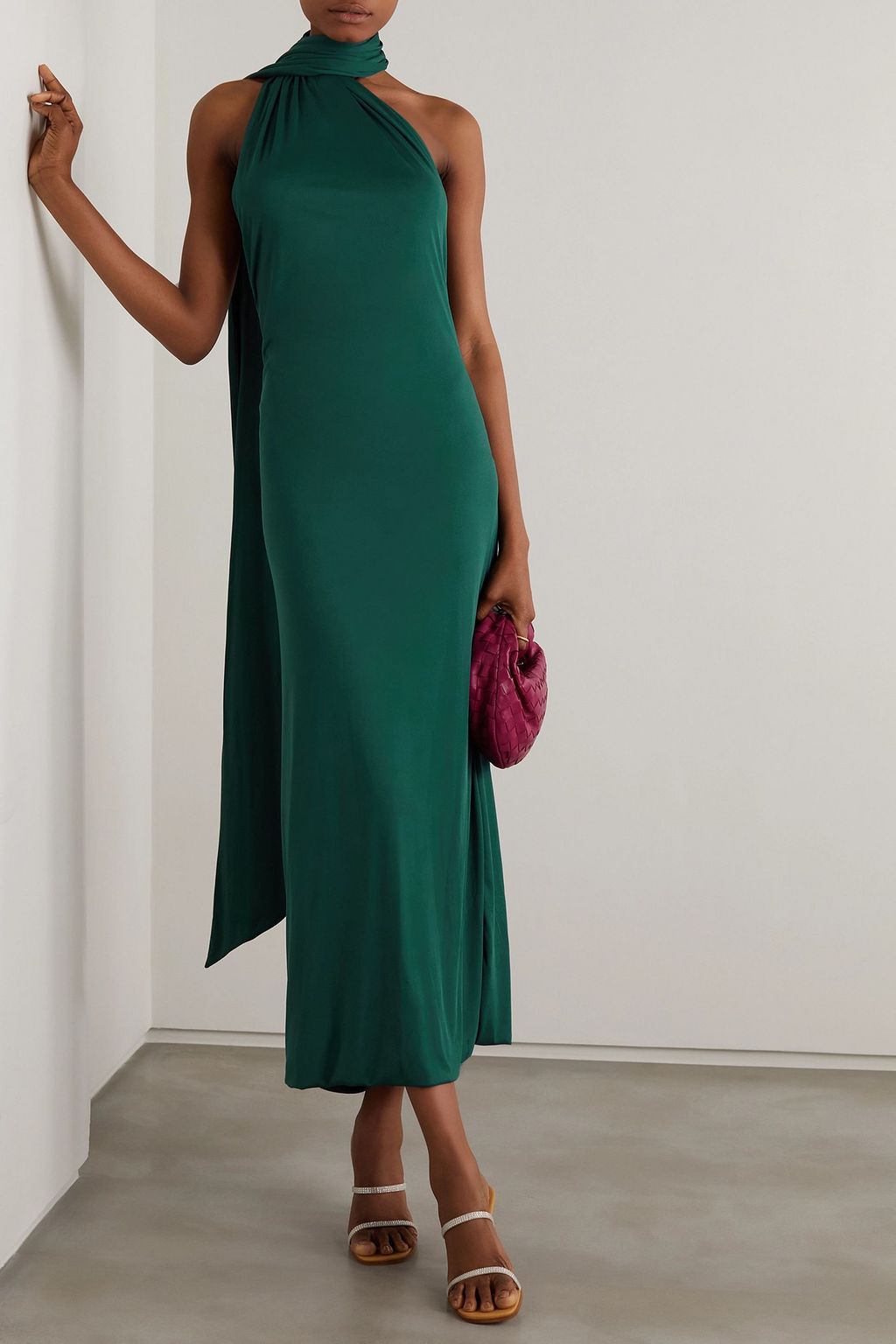FERRAGAMO Draped jersey halterneck maxi dress