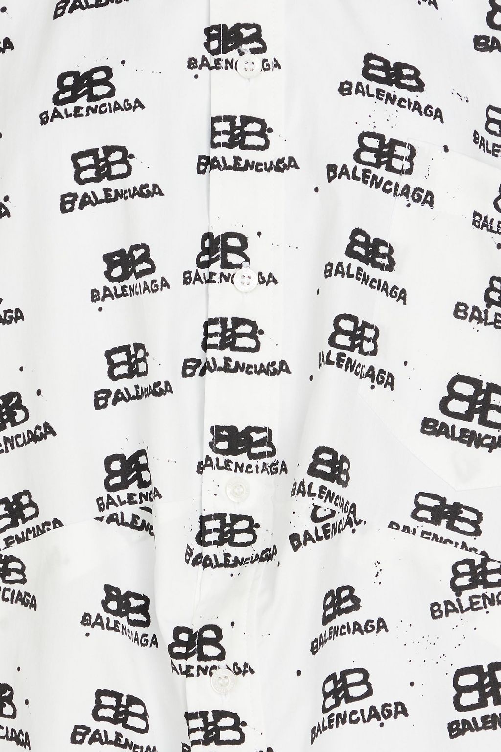 BALENCIAGA قميص مصنوع من قطن بوبلين ومزين بطبعة شعار العلامة