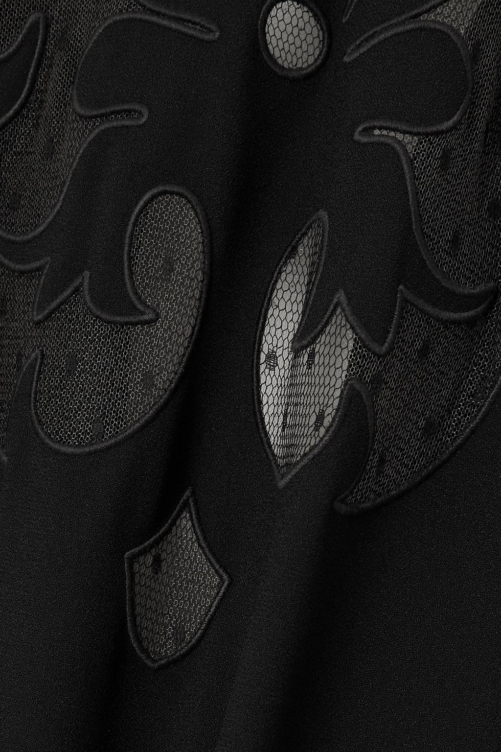 ETRO Belted crepe and Swiss-dot tulle maxi wrap dress