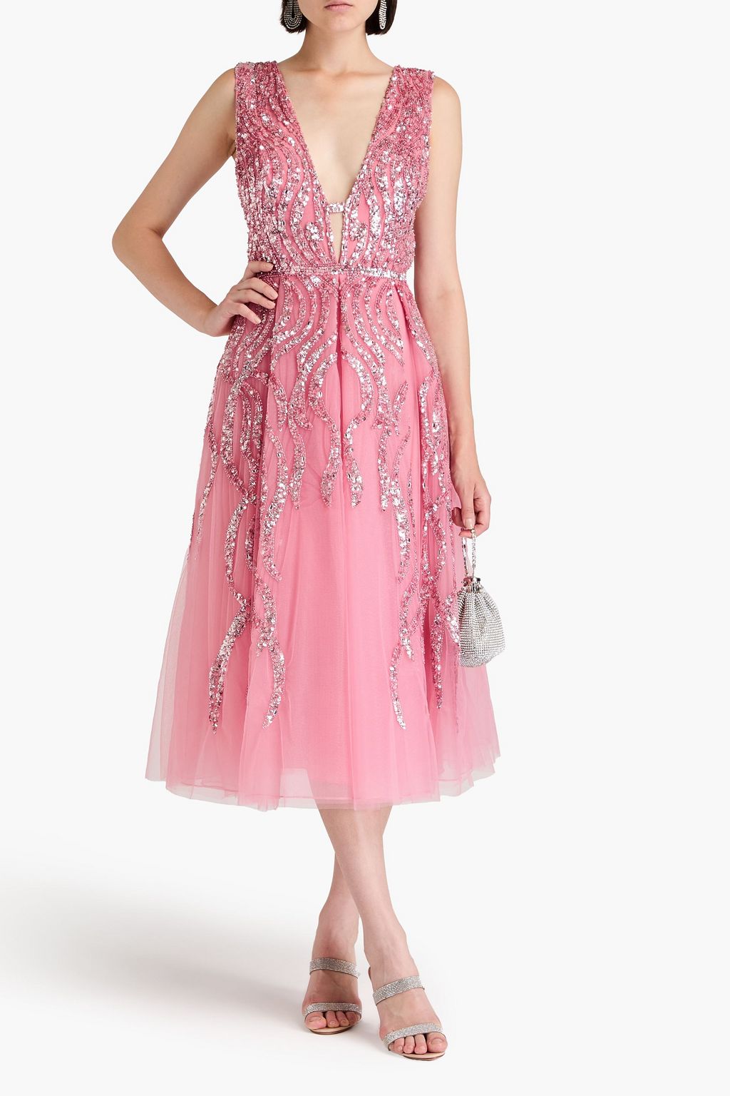 ZUHAIR MURAD 장식 디테일 튤 미디 드레스