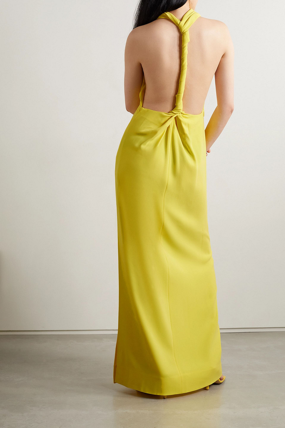 Proenza Schouler Open-back Draped Crepe Maxi Dress In Pastel Yellow