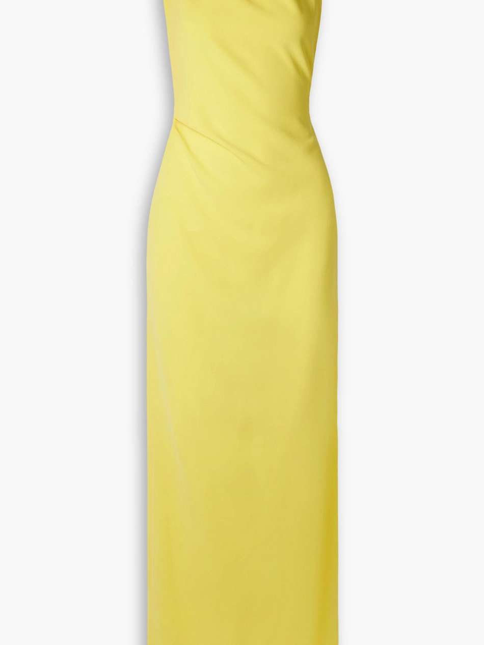 open-back draped crepe maxi dress