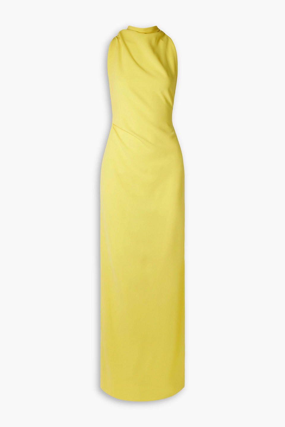Proenza Schouler Open-back Draped Crepe Maxi Dress In Pastel Yellow