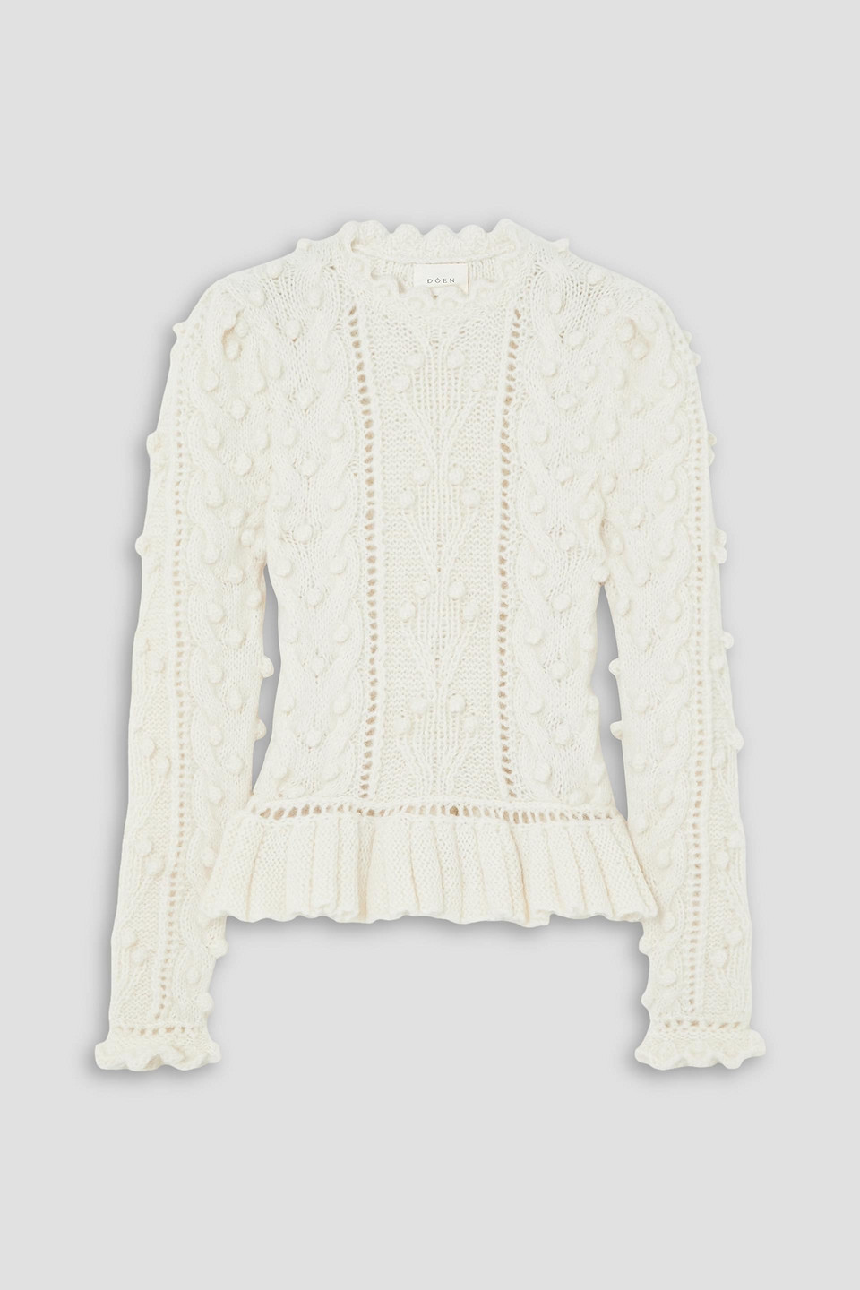 Doen Clove Pointelle-knit Alpaca-blend Peplum Jumper In White