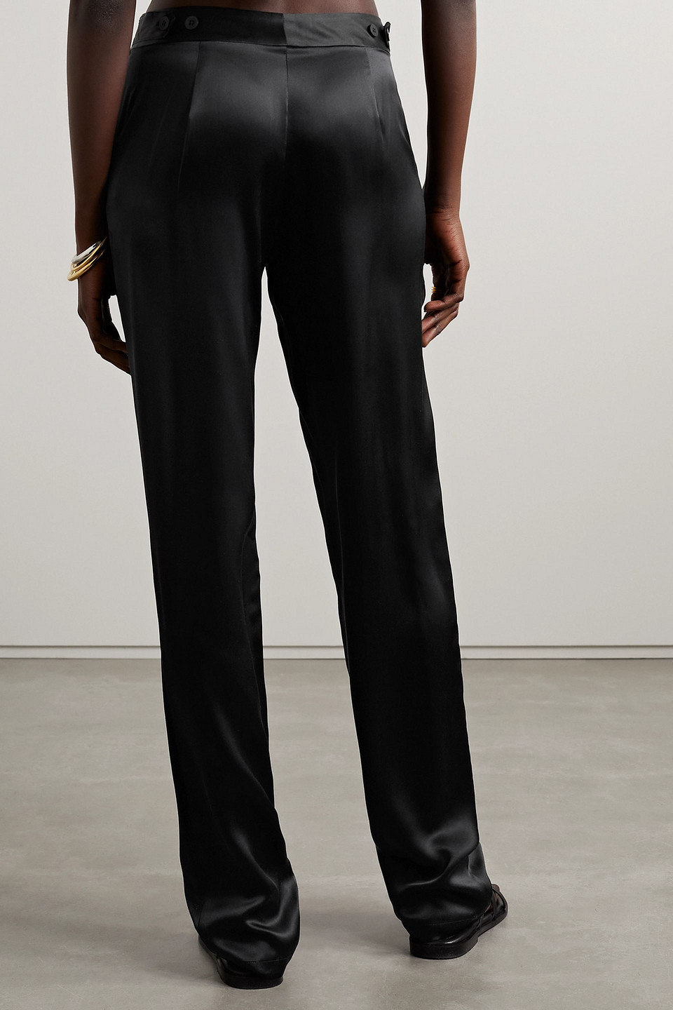 LOUISA BALLOU CRUISE SILK-CHARMEUSE STRAIGHT-LEG PANTS 