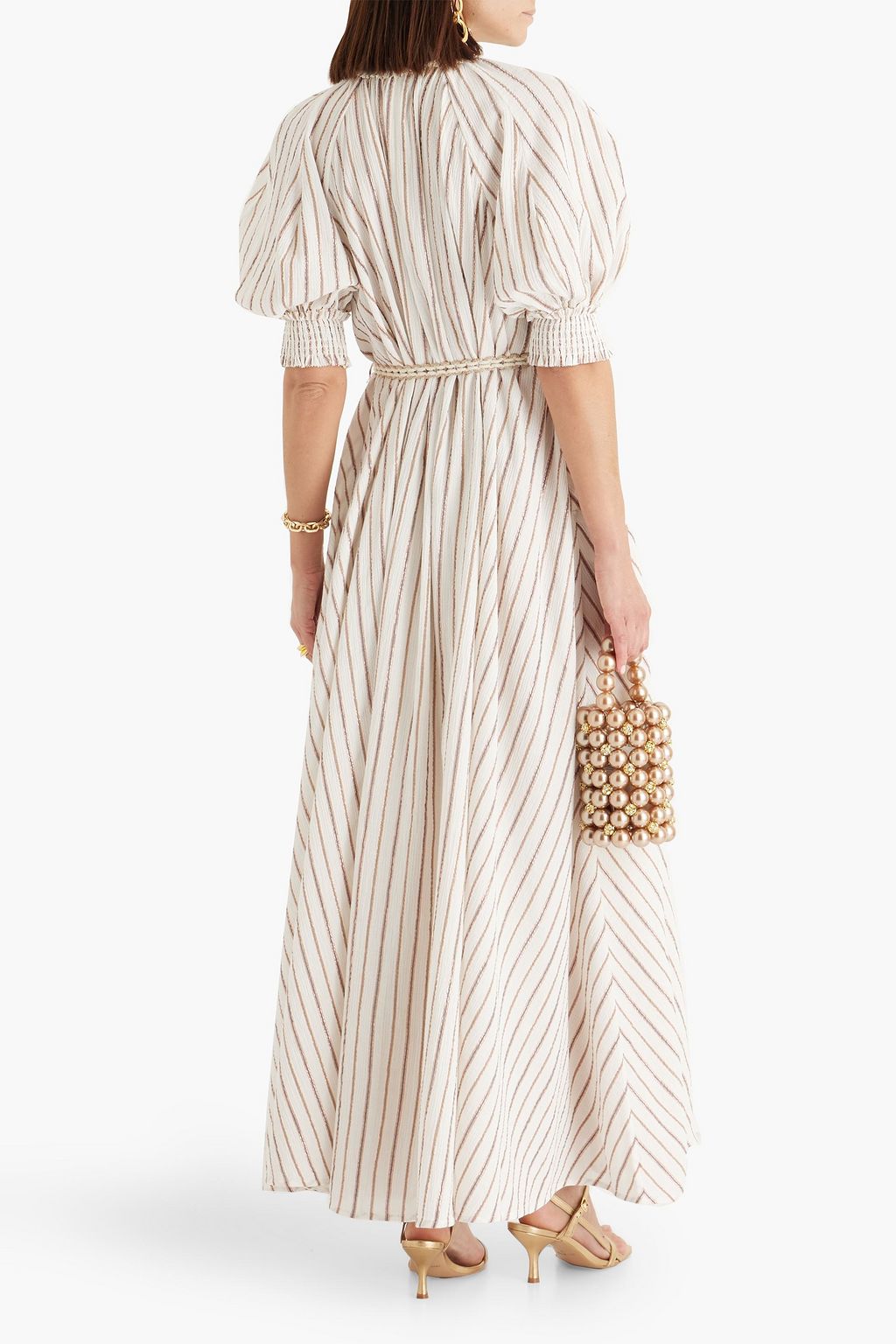 ZIMMERMANN Metallic striped cotton-blend jacquard maxi dress