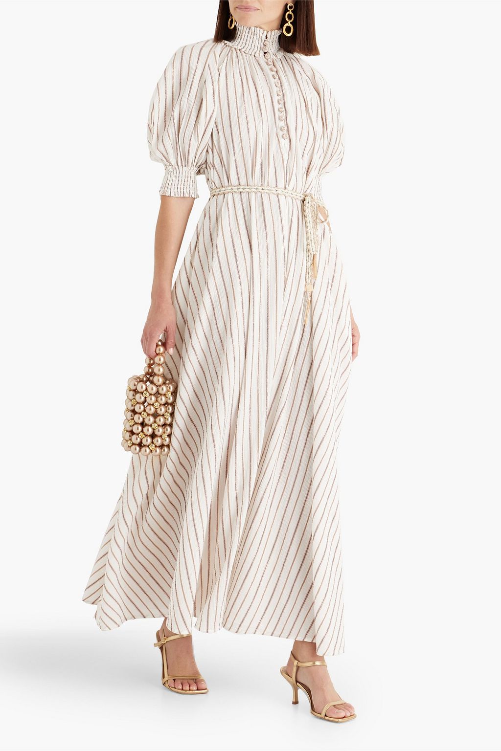ZIMMERMANN Metallic striped cotton-blend jacquard maxi dress