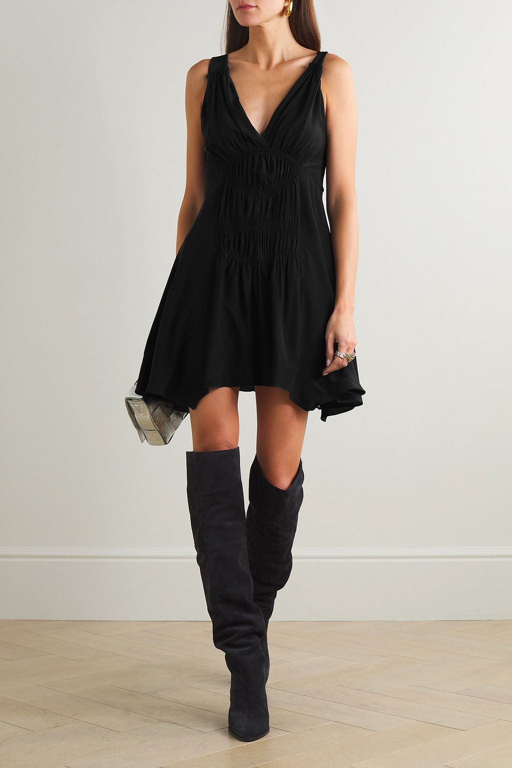 ISABEL MARANT Nalatia gathered silk crepe de chine mini dress